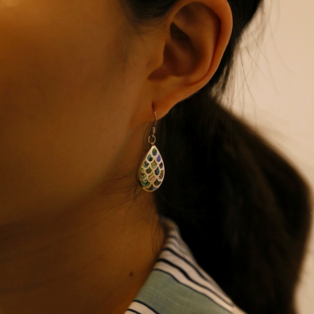 Silver (925) Mermaid Earring w/Abalone